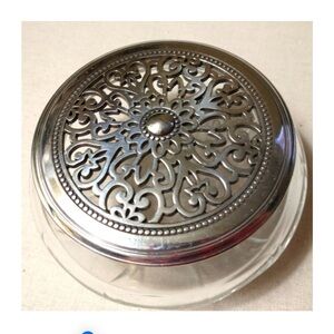 Brighton Round Glass Trinket Box with silver‎ design top Jewelry container